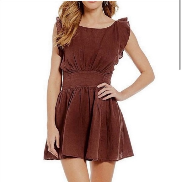 Free People Erin brown ruffle mini dress - Picture 2 of 7